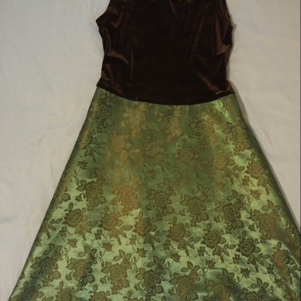 Formal girls black and green dress